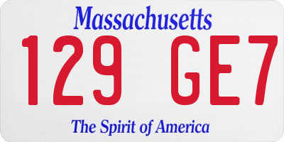 MA license plate 129GE7