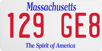 MA license plate 129GE8