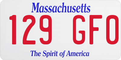MA license plate 129GF0