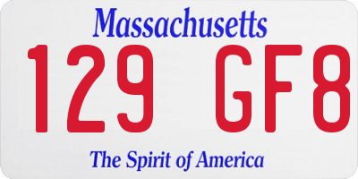 MA license plate 129GF8