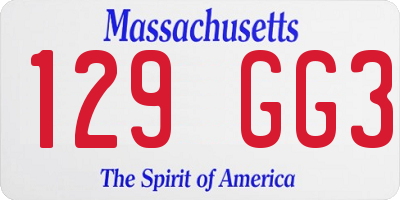 MA license plate 129GG3