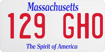MA license plate 129GH0