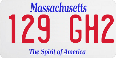 MA license plate 129GH2