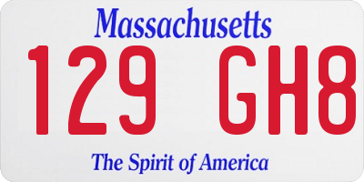 MA license plate 129GH8