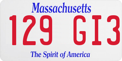 MA license plate 129GI3