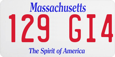 MA license plate 129GI4