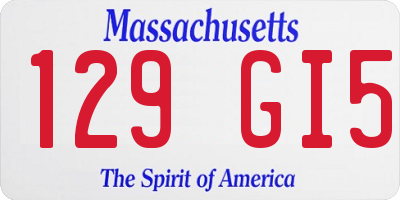 MA license plate 129GI5