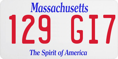 MA license plate 129GI7