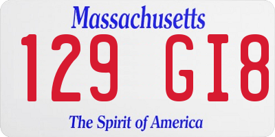 MA license plate 129GI8