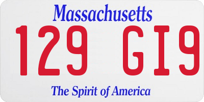 MA license plate 129GI9