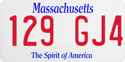 MA license plate 129GJ4
