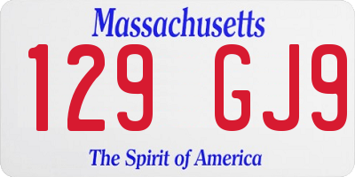 MA license plate 129GJ9