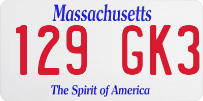 MA license plate 129GK3