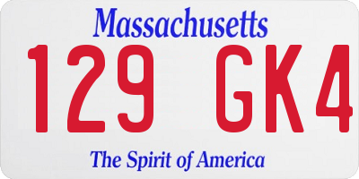 MA license plate 129GK4