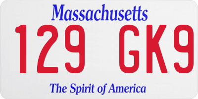 MA license plate 129GK9