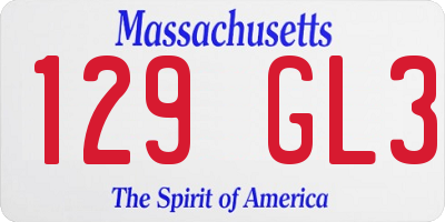 MA license plate 129GL3