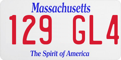 MA license plate 129GL4