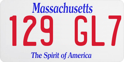 MA license plate 129GL7