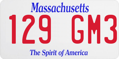 MA license plate 129GM3