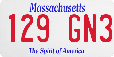 MA license plate 129GN3