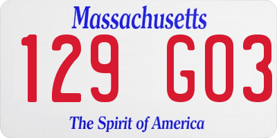 MA license plate 129GO3