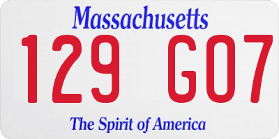 MA license plate 129GO7