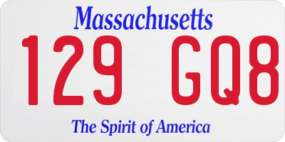 MA license plate 129GQ8