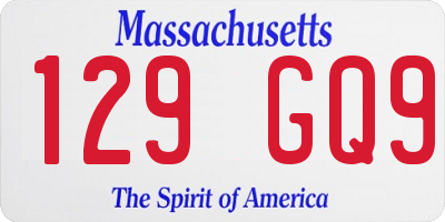 MA license plate 129GQ9