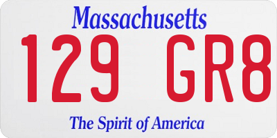MA license plate 129GR8