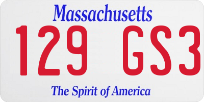 MA license plate 129GS3
