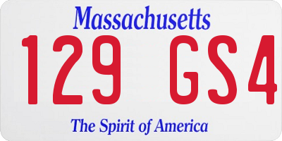 MA license plate 129GS4