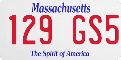 MA license plate 129GS5