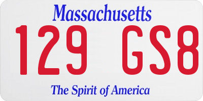 MA license plate 129GS8