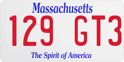 MA license plate 129GT3