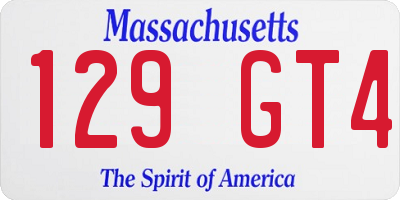 MA license plate 129GT4