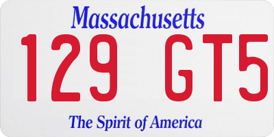 MA license plate 129GT5