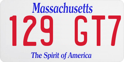 MA license plate 129GT7