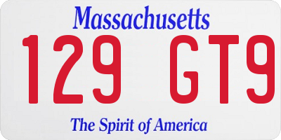MA license plate 129GT9