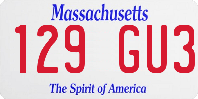 MA license plate 129GU3