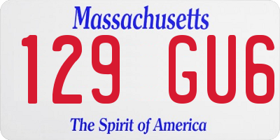 MA license plate 129GU6