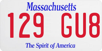 MA license plate 129GU8