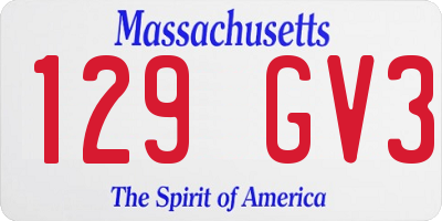 MA license plate 129GV3