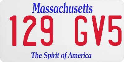 MA license plate 129GV5