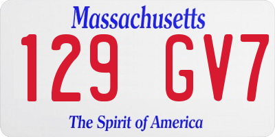 MA license plate 129GV7