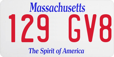 MA license plate 129GV8