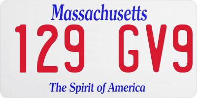 MA license plate 129GV9