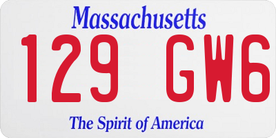 MA license plate 129GW6