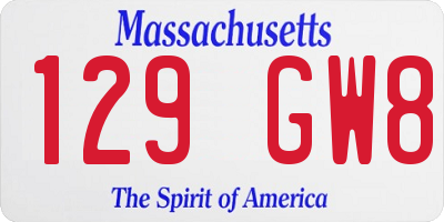 MA license plate 129GW8