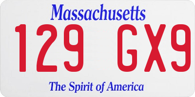 MA license plate 129GX9