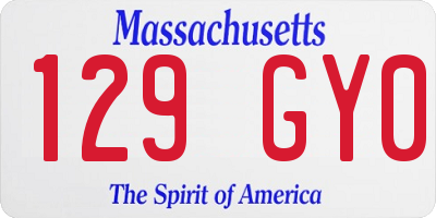 MA license plate 129GY0